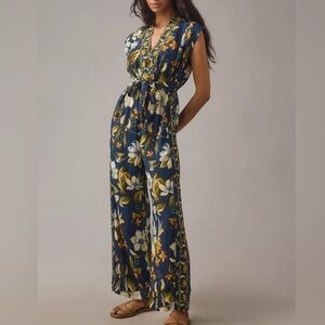 New FARM Rio x Anthropologie Hummingbird Floral Jumpsuit
